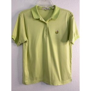 Magnolia‎ Lane Womens Golf Polo Shirt Masters Logo Short Sleeve Striped Green M